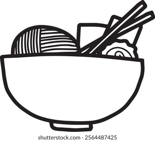 outline of simple ramen logo. suitable as a company logo. simple design illustration of ramen