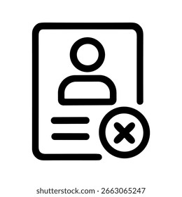 Ícone de Símbolo da Página Remover Perfil de Usuário Simples de Estrutura de Tópicos