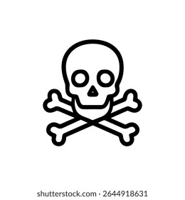 Outline Simple Skull and Crossbones Danger Sign Warning Icon Graphic