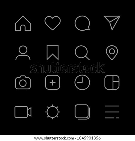 Outline simple social media interface icons