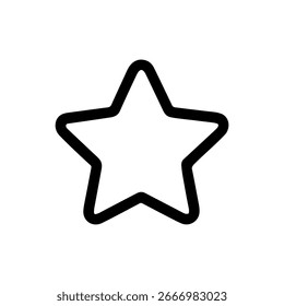 Outline Simple Star Shape Icon in Black and White Isolated