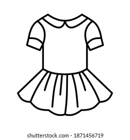 Outline, simple vector baby dress icon isolated on white background. eps