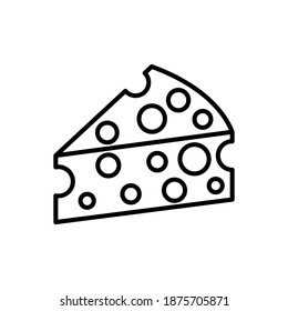 Outline, simple vector cheese icon isolated on white background. eps 10