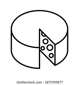 Outline, simple vector cheese icon isolated on white background. eps 10