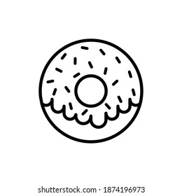 Outline, simple vector donut icon isolated on white background. eps010