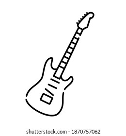 Outline, simple vector electric guitar icon isolated on white background. esp