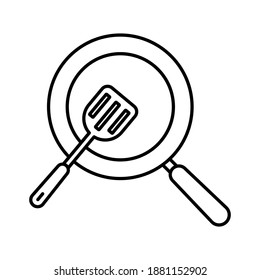 Outline, simple vector frying pan icon isolated on white background. eps 10