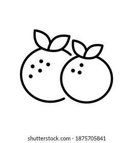 Outline, simple vector mandarin icon isolated on white background. eps 10