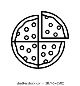 Outline, simple vector pizza icon isolated on white background. eps 10