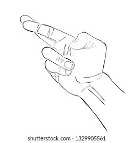 Outline Simple Vector Sketch, Right Hand Lie Gesture
