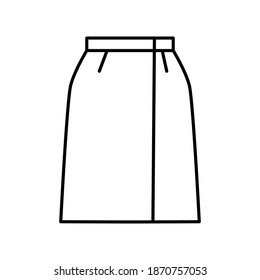 Outline, simple vector skirt icon isolated on white background. esp