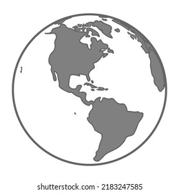 Esbozo simple gris blanco negro transparente ilustración del vector planeta tierra globo, norte y sur América mapa global Símbolo de icono