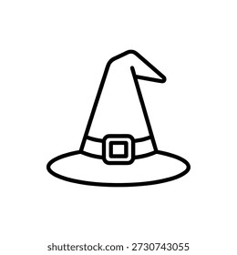 Outline Simple Witch Hat with Buckle Halloween Costume Icon
