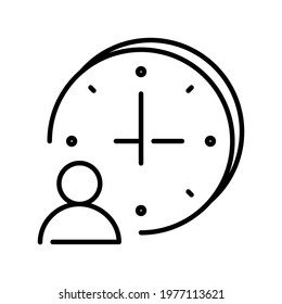 Outline simple working hours icon vector illustration. Monochrome time management, deadline, business calendar clock countdown isolated on white. Measurement of employment job watch