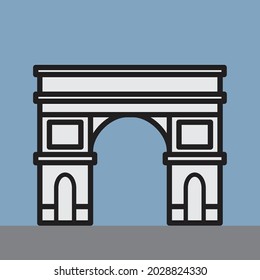 outline simplicity drawing of arc de triomphe landmark front elevation view. vector illustration.