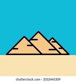 outline simplicity drawing of pyramid landmark front elevation view. vector illustration.