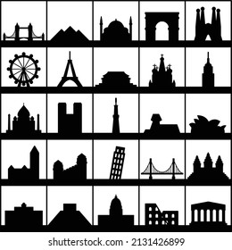 Outline simplicity silhouette of world's landmark front elevation view. vector illustration.