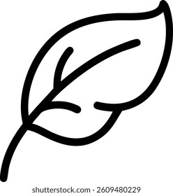 Outline of a Single Curled Leaf Gently Twisting Vector Silhouette Design