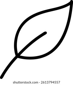 Outline of a Single Curled Leaf Gently Twisting Vector Silhouette Design