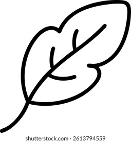 Outline of a Single Curled Leaf Gently Twisting Vector Silhouette Design