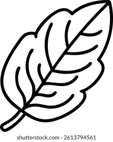 Outline of a Single Curled Leaf Gently Twisting Vector Silhouette Design