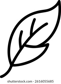 Outline of a Single Curled Leaf Gently Twisting Vector Silhouette Design