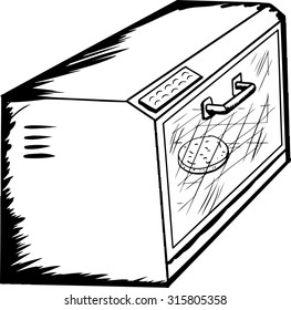 Outline Of A Single Toaster Oven With English Muffin Inside