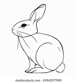 Esbozo de conejo sentado. Lindo icono de animal doméstico.