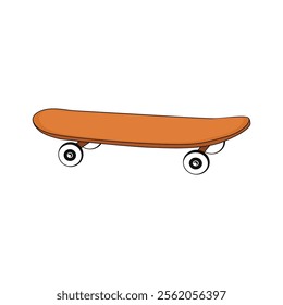 Outline skateboard sport game design vector with color brown