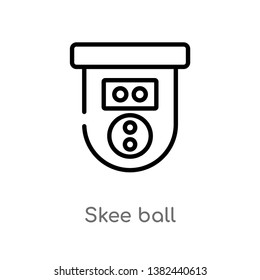 Outline Skee Ball Vector Icon. Isolated Black Simple Line Element Illustration From Entertainment Concept. Editable Vector Stroke Skee Ball Icon On White Background