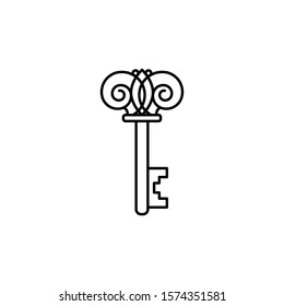 Outline skeleton vintage key. Vector logos and signs in linear style. Abstract design elements