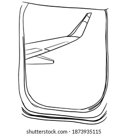 Outline sketch airplane porthole