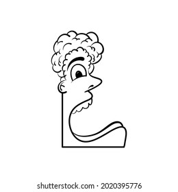 Outline sketch alphabet character L. handraw sketch alphabet.