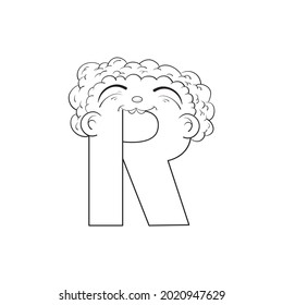 Outline sketch alphabet character R. handraw sketch alphabet.