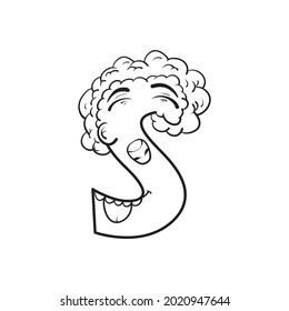 Outline sketch alphabet character S. handraw sketch alphabet.