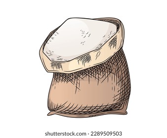 Outline sketch of bag of flour vector illustration on white background