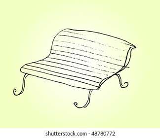outline sketch of  bench vector illustration