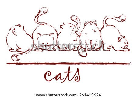 Outline sketch of cats. Vector illustration.