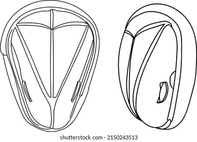 outline sketch drawing of cricket abdomen guard, line art illustration vector silhouette of abdominal guard, cricket equipment vector