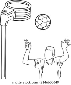 Outline sketch drawing of Korfball sport, line art illustration silhouette of Korfball game