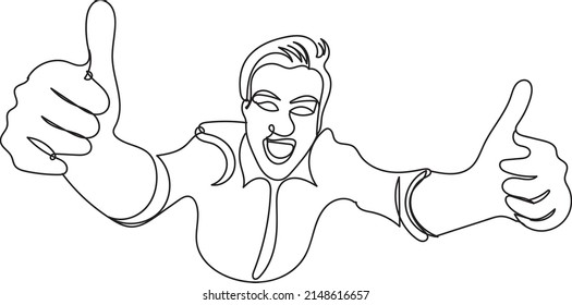outline sketch drawing of top view of man doing thumbs up, Indian man thumbs up vector