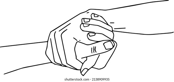 Outline Sketch Drawing Vector Holding Hand Stock Vector (Royalty Free ...