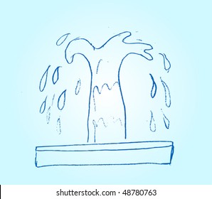 outline sketch of  fountain, vector illustration