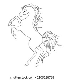 Outline sketch horse silhouette for coloring book page isolated icon. Vector illustration.