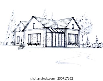 Outline sketch of a house