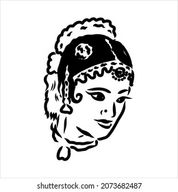 Outline sketch of indian woman dancer dancing