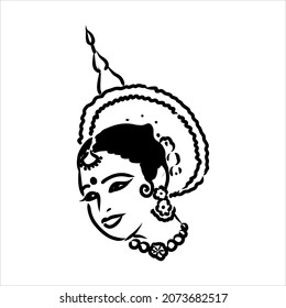 Outline sketch of indian woman dancer dancing