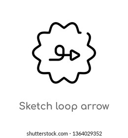 outline sketch loop arrow vector icon. isolated black simple line element illustration from user interface concept. editable vector stroke sketch loop arrow icon on white background