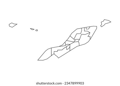 Outline Sketch Map of Anguilla With States and Cities, can be used for business designs, presentation designs or any suitable designs.