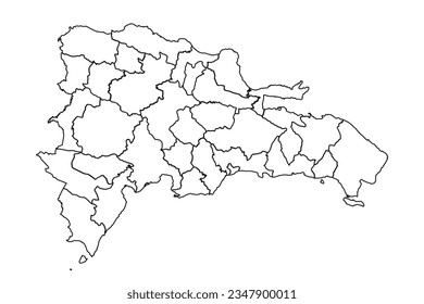 Outline Sketch Map of Dominican Republic With States and Cities, can be used for business designs, presentation designs or any suitable designs.